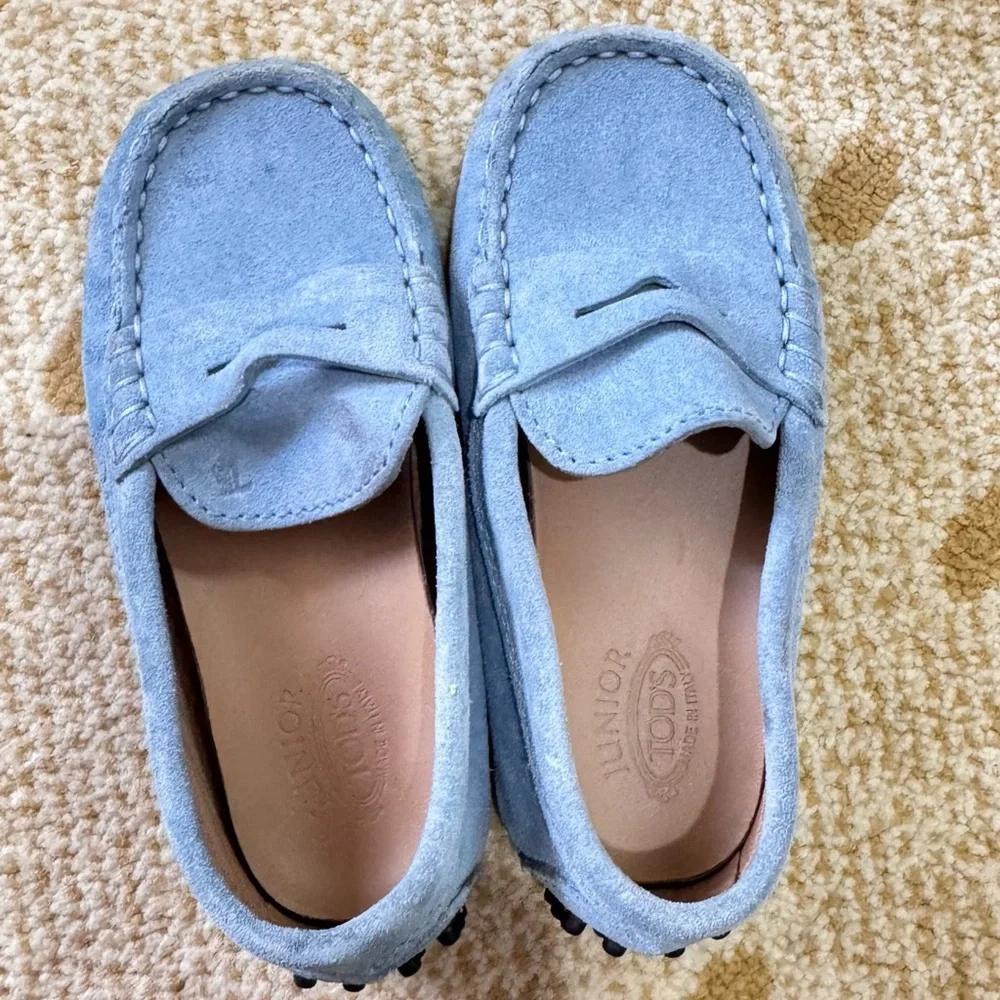 Tod's Light Blue Kids Moccasins